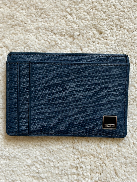 Tumi Other - Men’s Tumi Blue Leather Slim Card Holder/Money Clip with Metal Logo